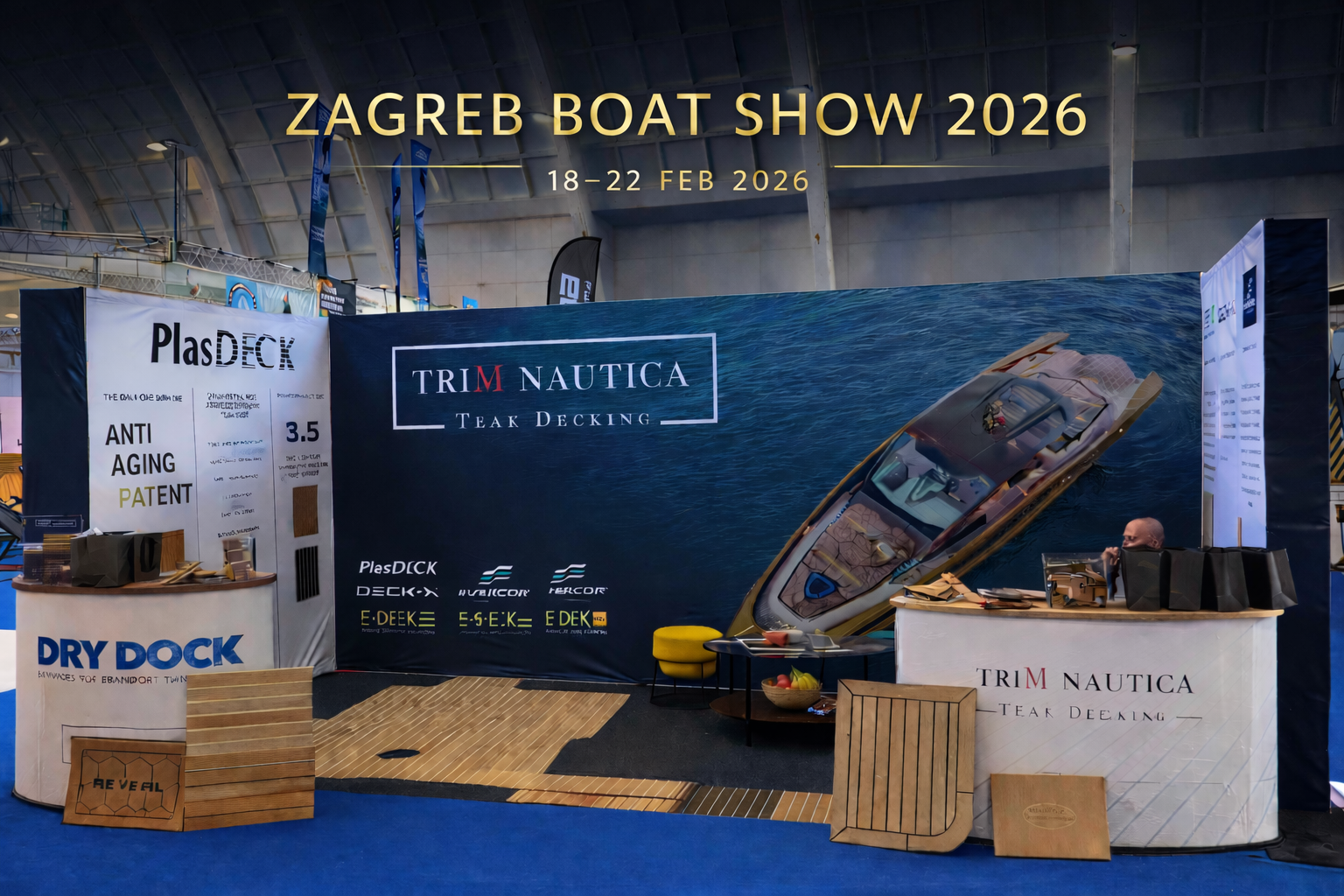 TriM Nautica TEAKdecking stand at Zagreb Boat Show 2026 – synthetic teak E-DEK and EVERCOR